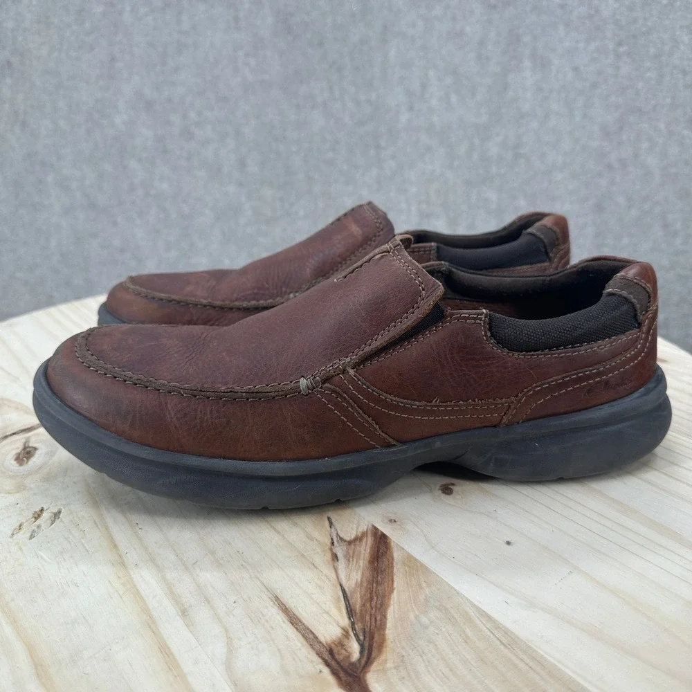 Clarks Bradley Step Loafers Mens 12 Brown Leather Comfort Casual Slip On Shoes